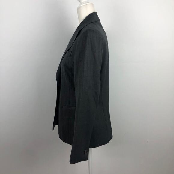 Lafayette 148 Office Siren Pinstripe Gray 100% Wool Blazer Jacket 8P - Picture 7 of 14